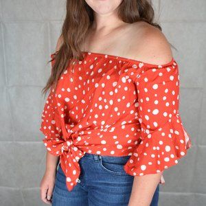 Off Shoulder Tie Front Top